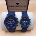 Premium Classic Metallic Couple Watch Set – Elegant Matching Wristwatches for Him & Her